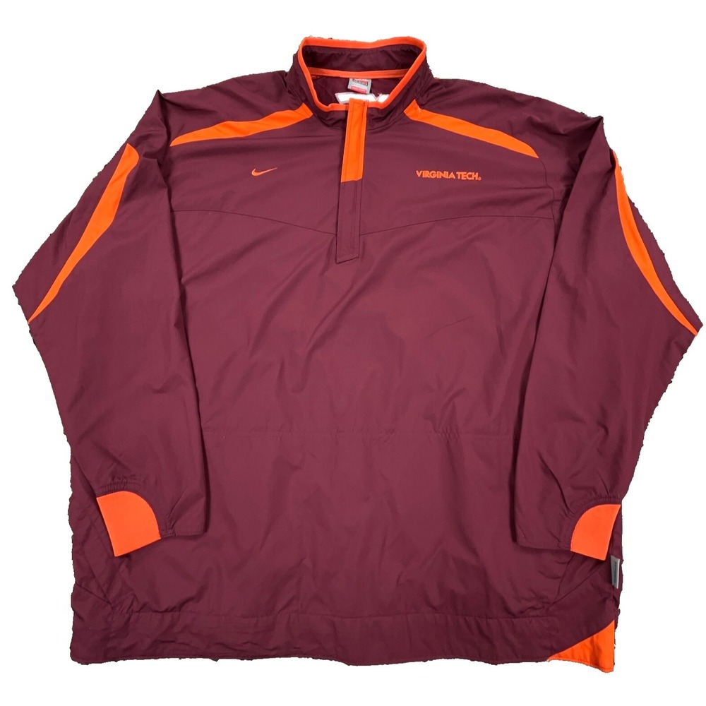 Virginia Teck Hokies Jacket‎ Men XXL Maroon Pullover Windbreaker Nike Storm VTG
